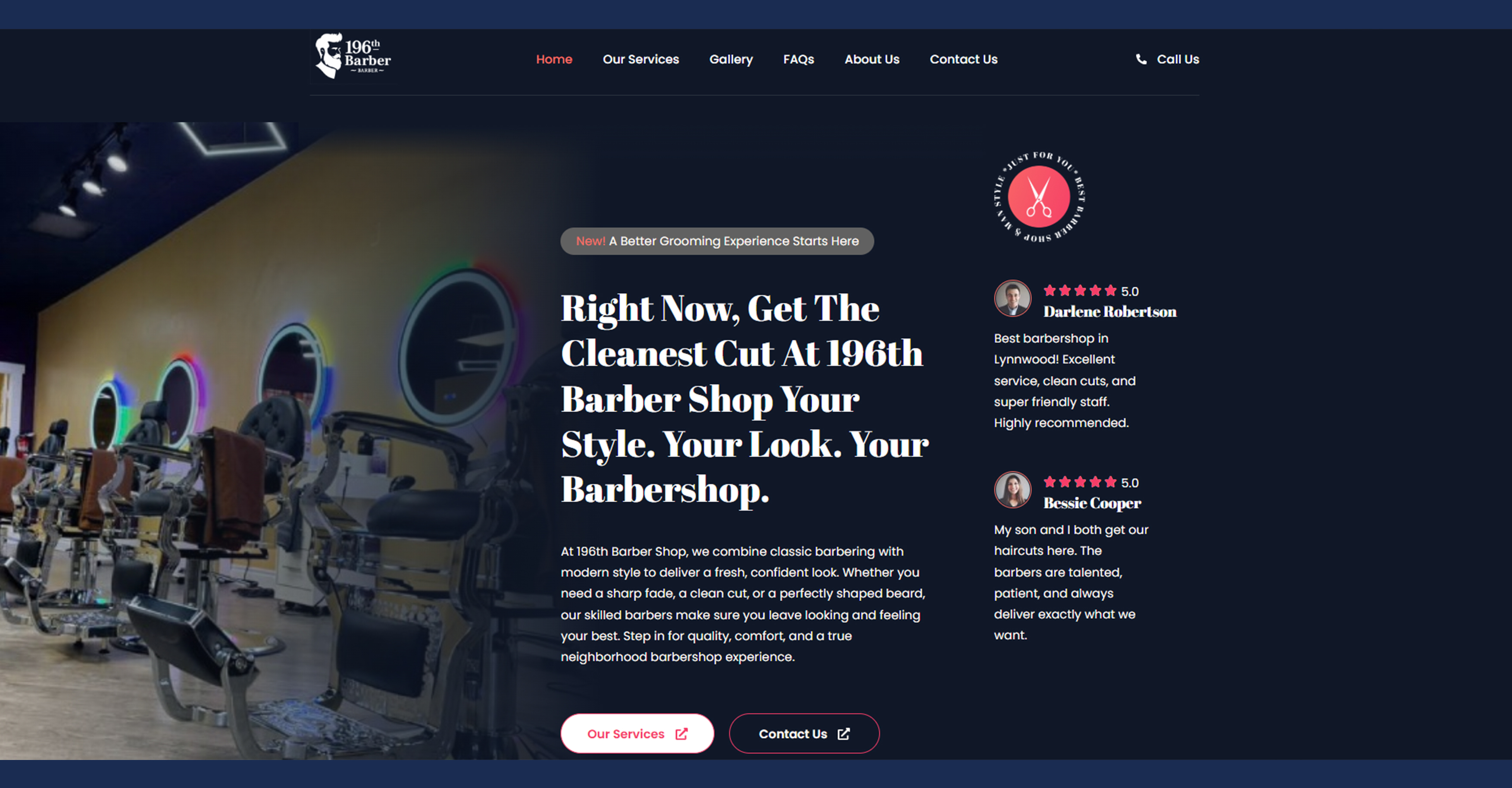196th Barber website preview